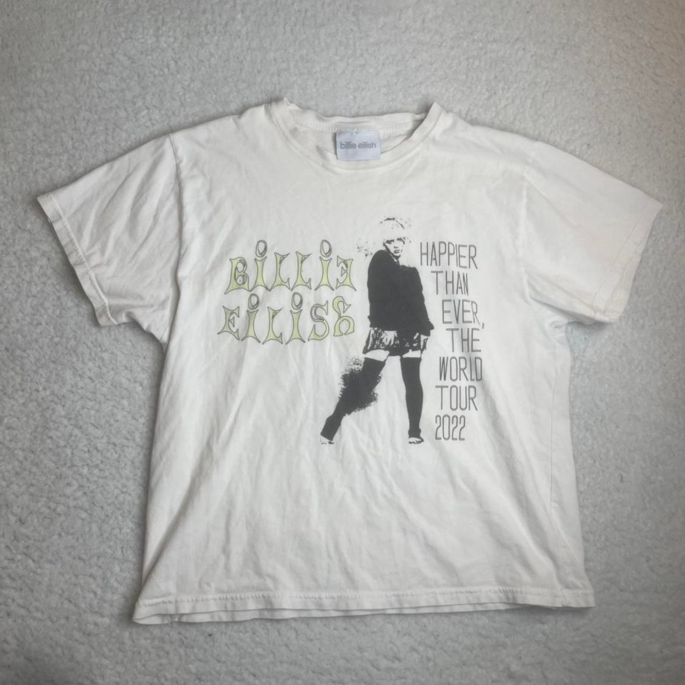 Billie Eilish men's white happier than ever tshirt tour L